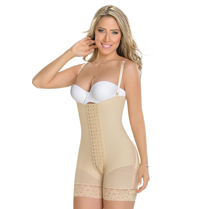 SILICONE STRAPLESS MID-THIGH FAJA 4 FRONT HOOKS F0086 (6757412569264)