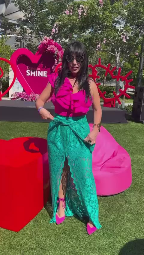 FALDA AZUL Y VINOTINTO DE ENCAJES